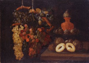 ブドウとケーキのある静物 作： Juan de Espinosa